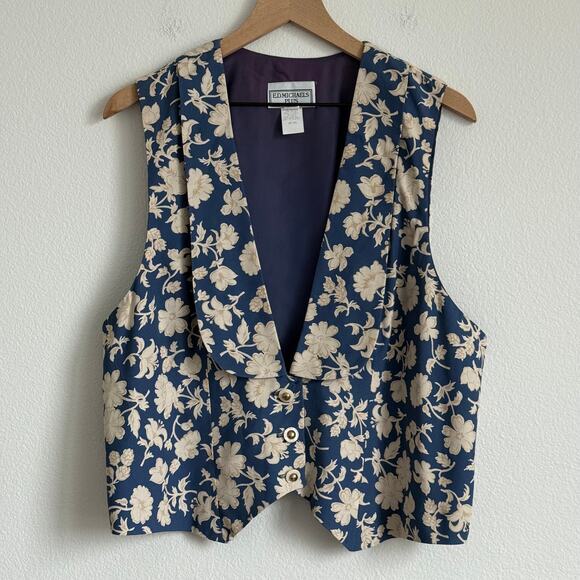 E.D. Michaels Plus Jackets & Blazers - Vintage 90s E.D. Michaels Floral Vest Cottagecore Melanie Drucker Whimsigoth 16